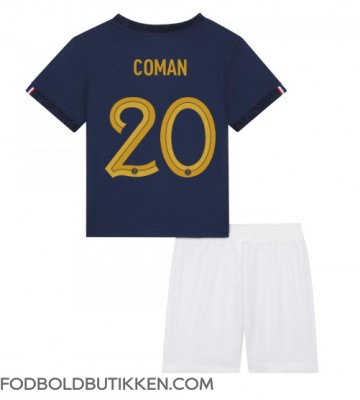 Frankrig Kingsley Coman #20 Hjemmebanetrøje Børn VM 2022 Kortærmet (+ Korte bukser)